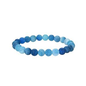 Teal Blue Frosted Agate Gemstone Bracelet 8mm
